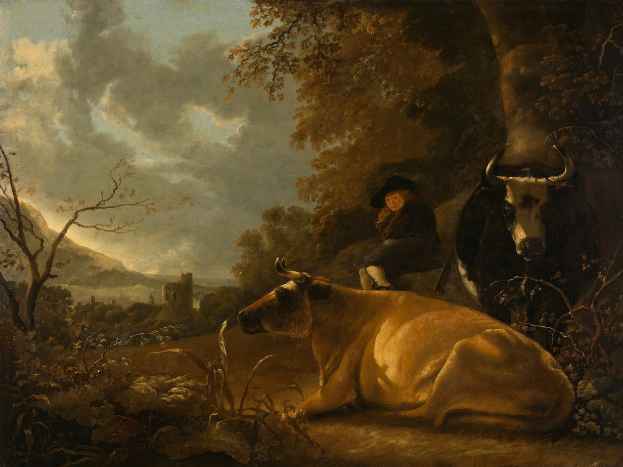 Landschap met koeien en herdersjongen door Aelbert Cuyp
