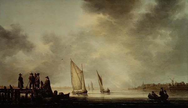 Een rivierlandschap door Aelbert Cuyp