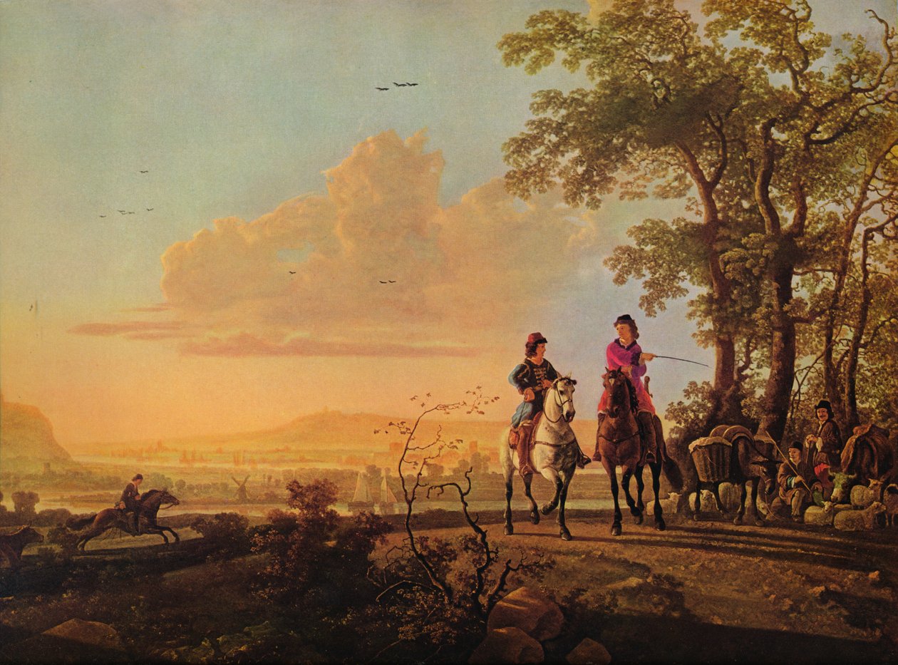 Ruiters en herders met vee door Aelbert Cuyp