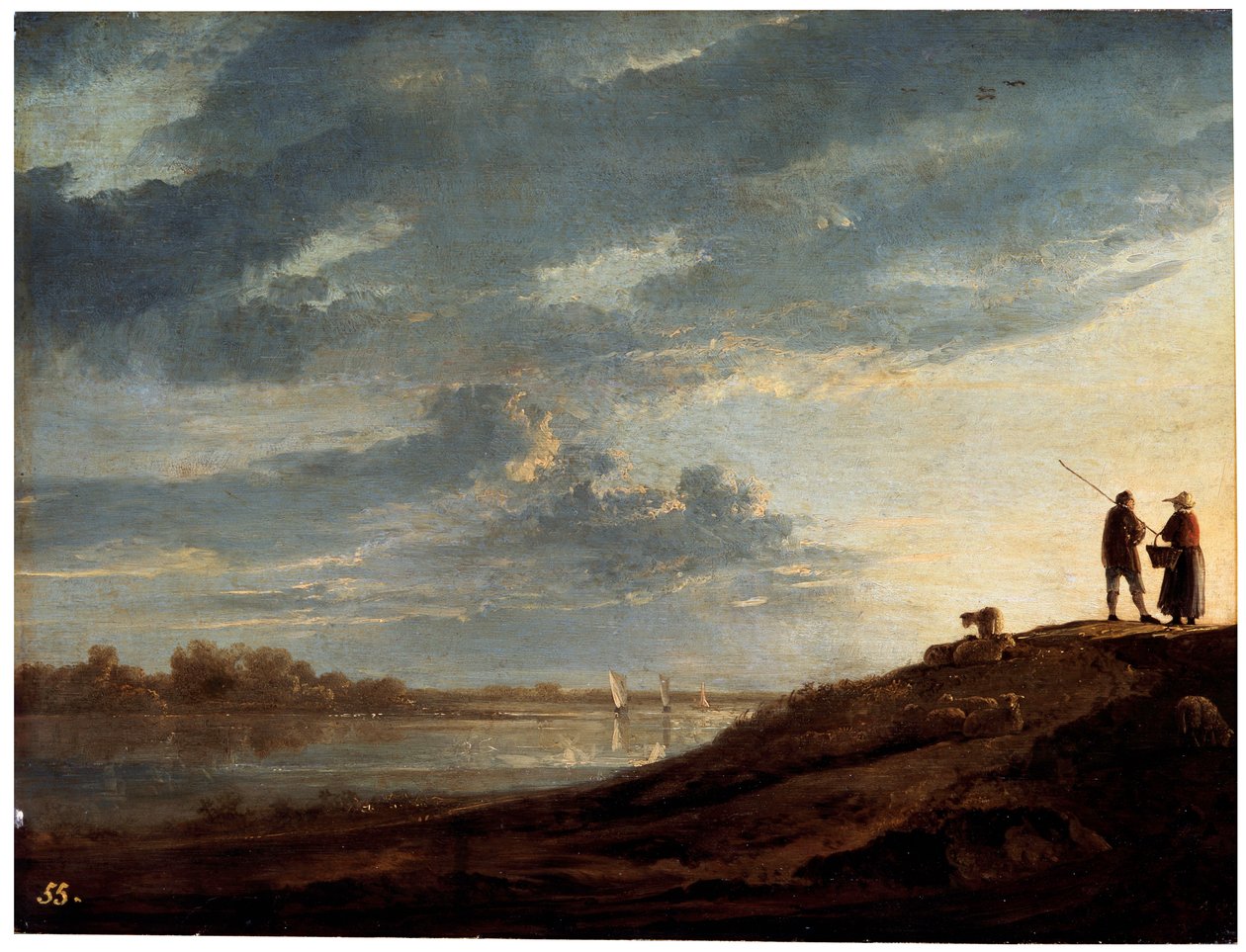 Zonsondergang over de Rivier, 1650s door Aelbert Cuyp