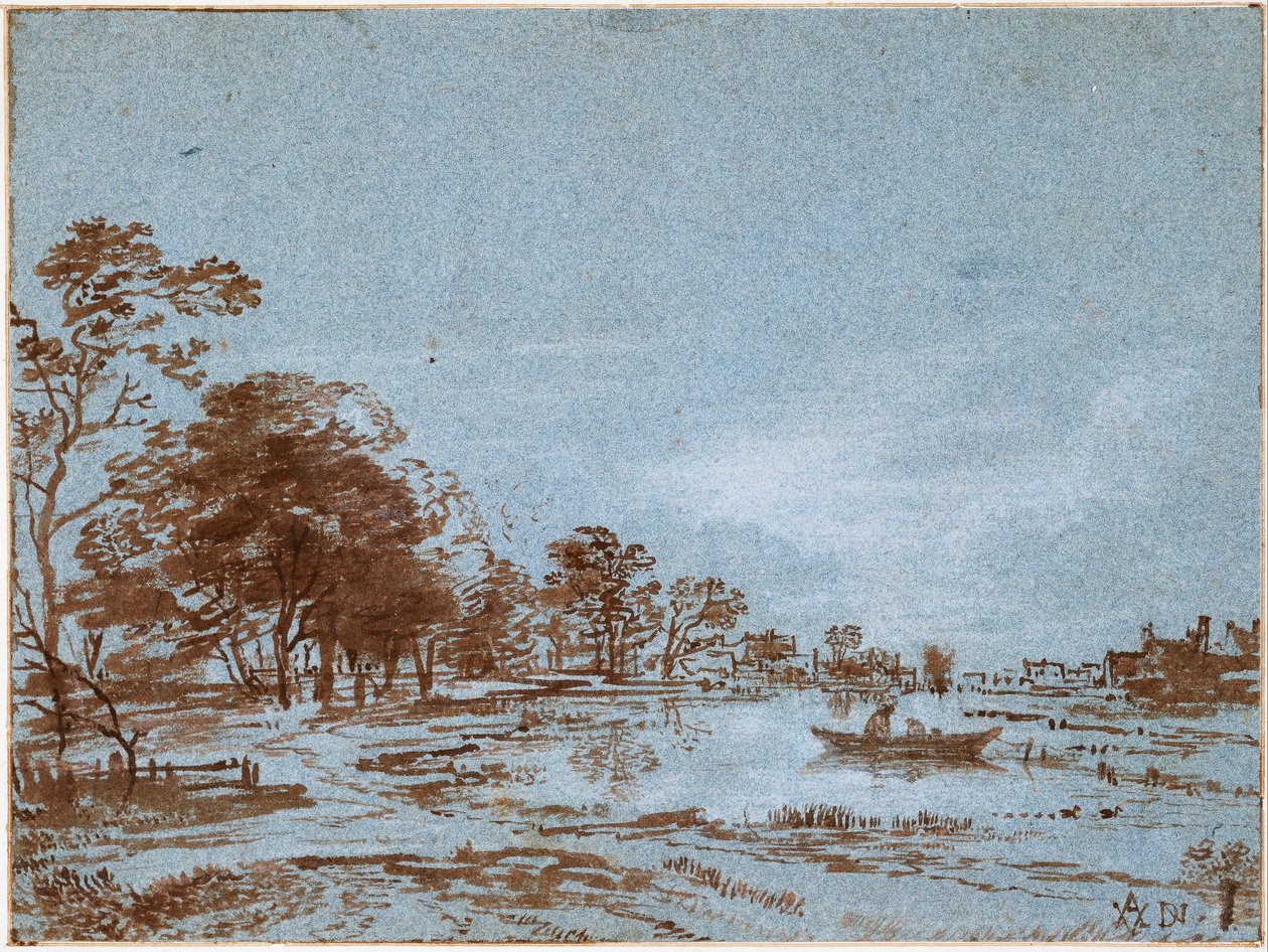 Rivierlandschap bij maanlicht door Aert van der Neer