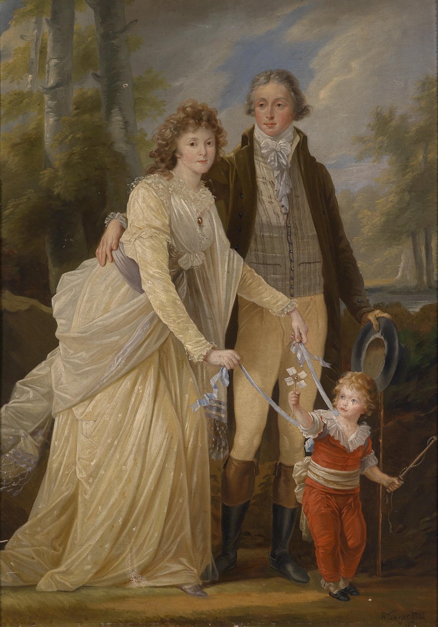 Prins Karl von und zu Liechtenstein met zijn gemalin Maria Anna Josepha, gravin von Khevenhüller-Metsch en hun zoon Karl door After Heinrich Füger