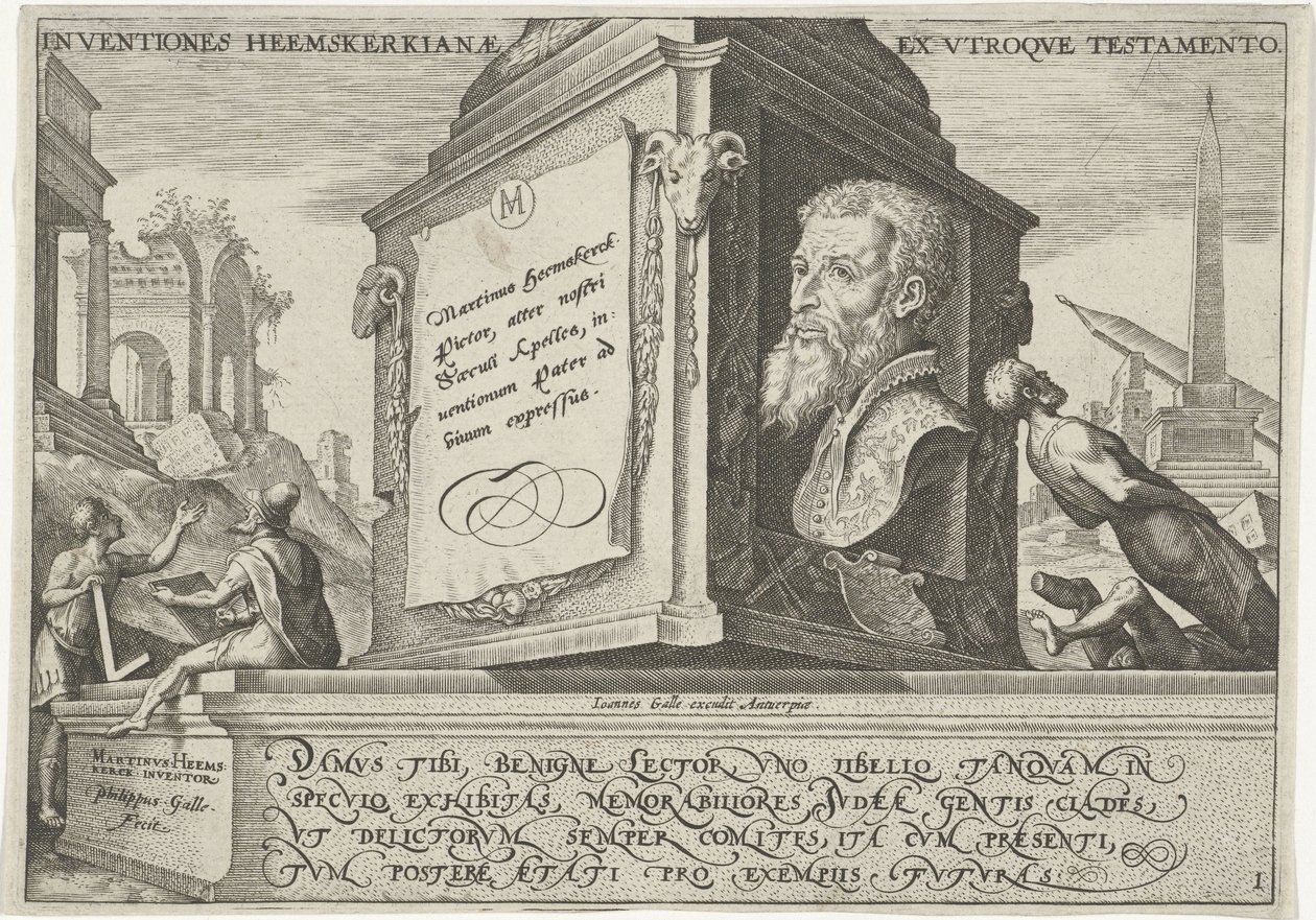 Inventiones Heemskerkianiae Ex Utroque Testamento door Philip Galle