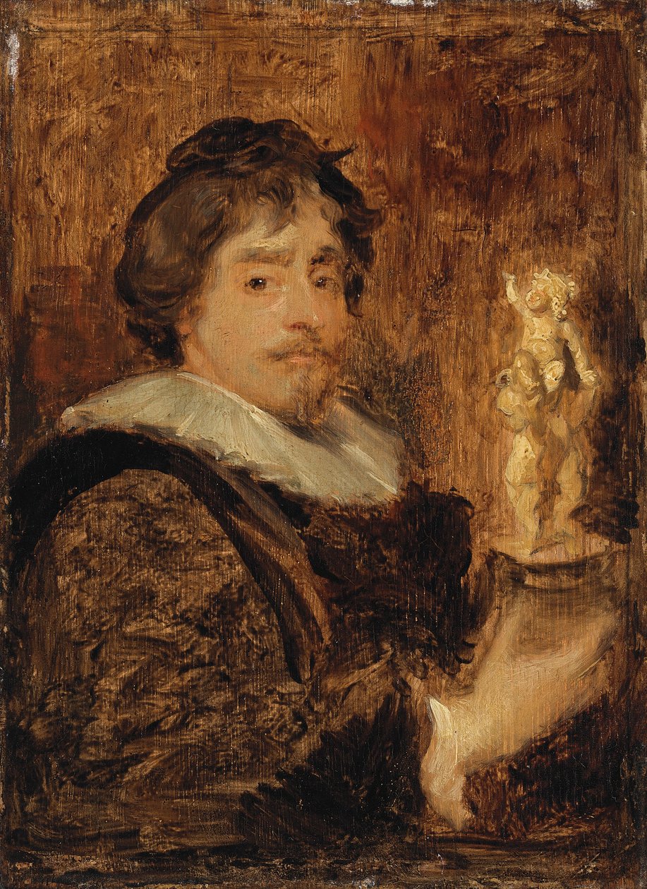 Portret van Frans Duquesnoy door after Anthony van Dyck