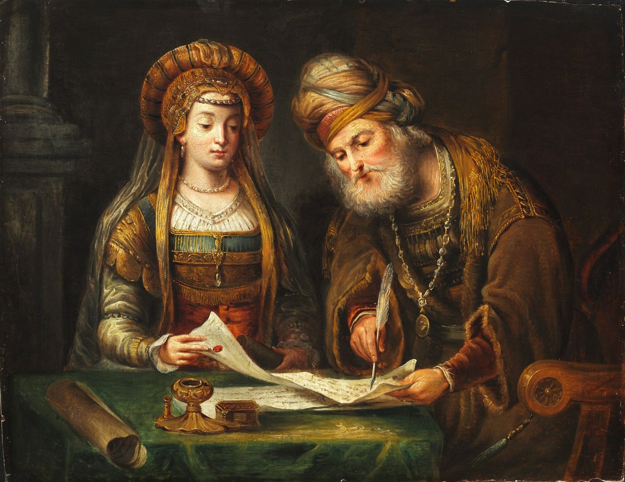 Esther en Mordechai door After Arent de Gelder