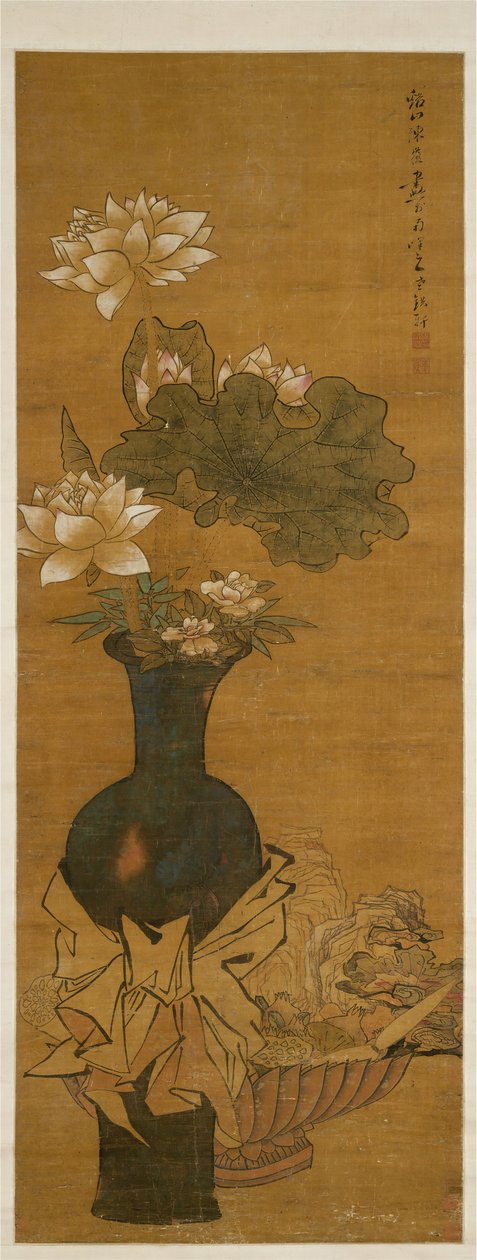 Vaas met bloemen door After Chen Hongshou