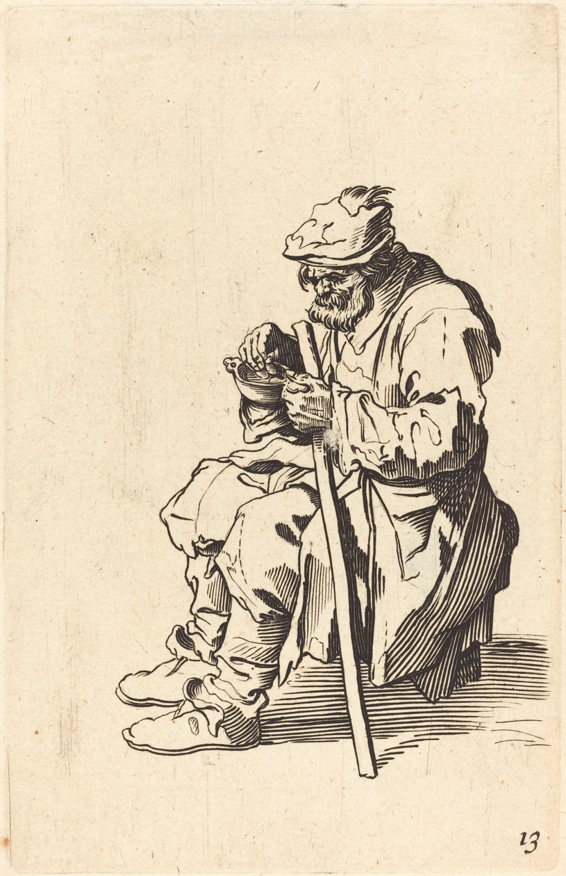 Bedelaar die eet door After Jacques Callot