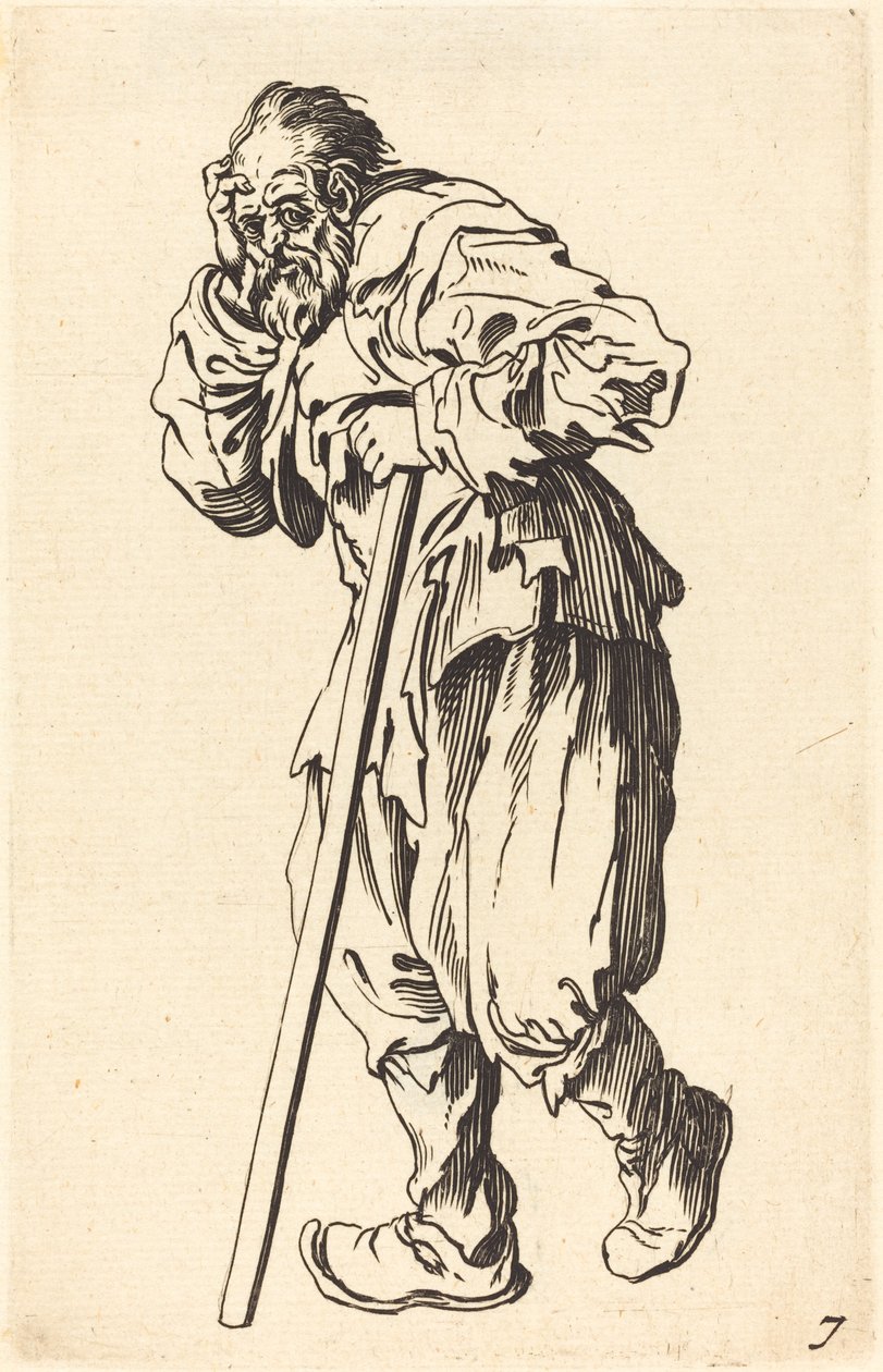 Bedelaar met een Stok door After Jacques Callot