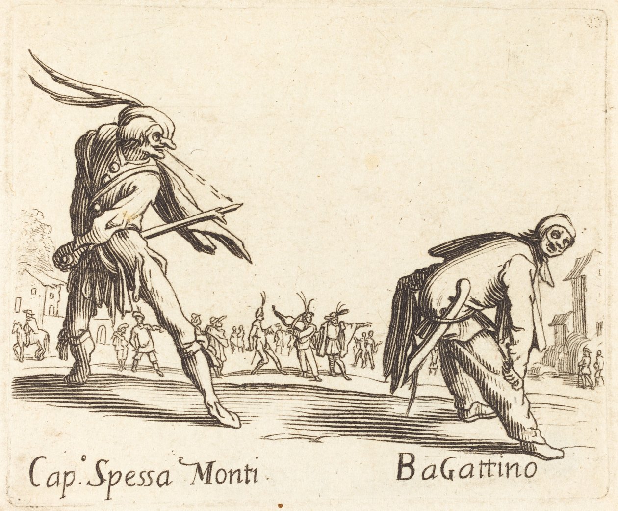 Cap. Spessa Monti en Bagattino door After Jacques Callot