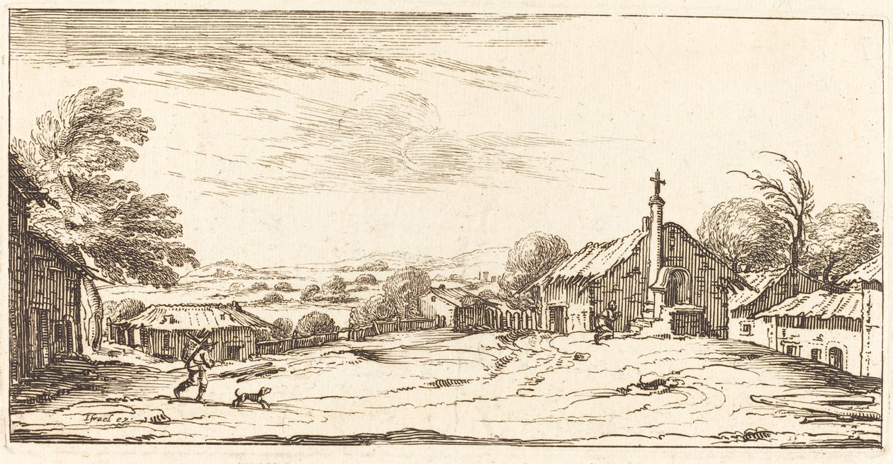 Landschap door After Jacques Callot