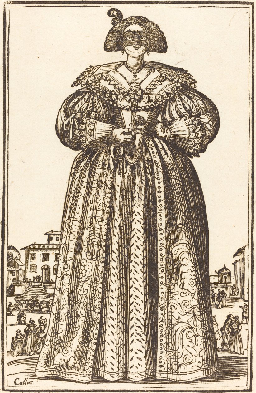 Gemaskerde Adellijke Vrouw door After Jacques Callot