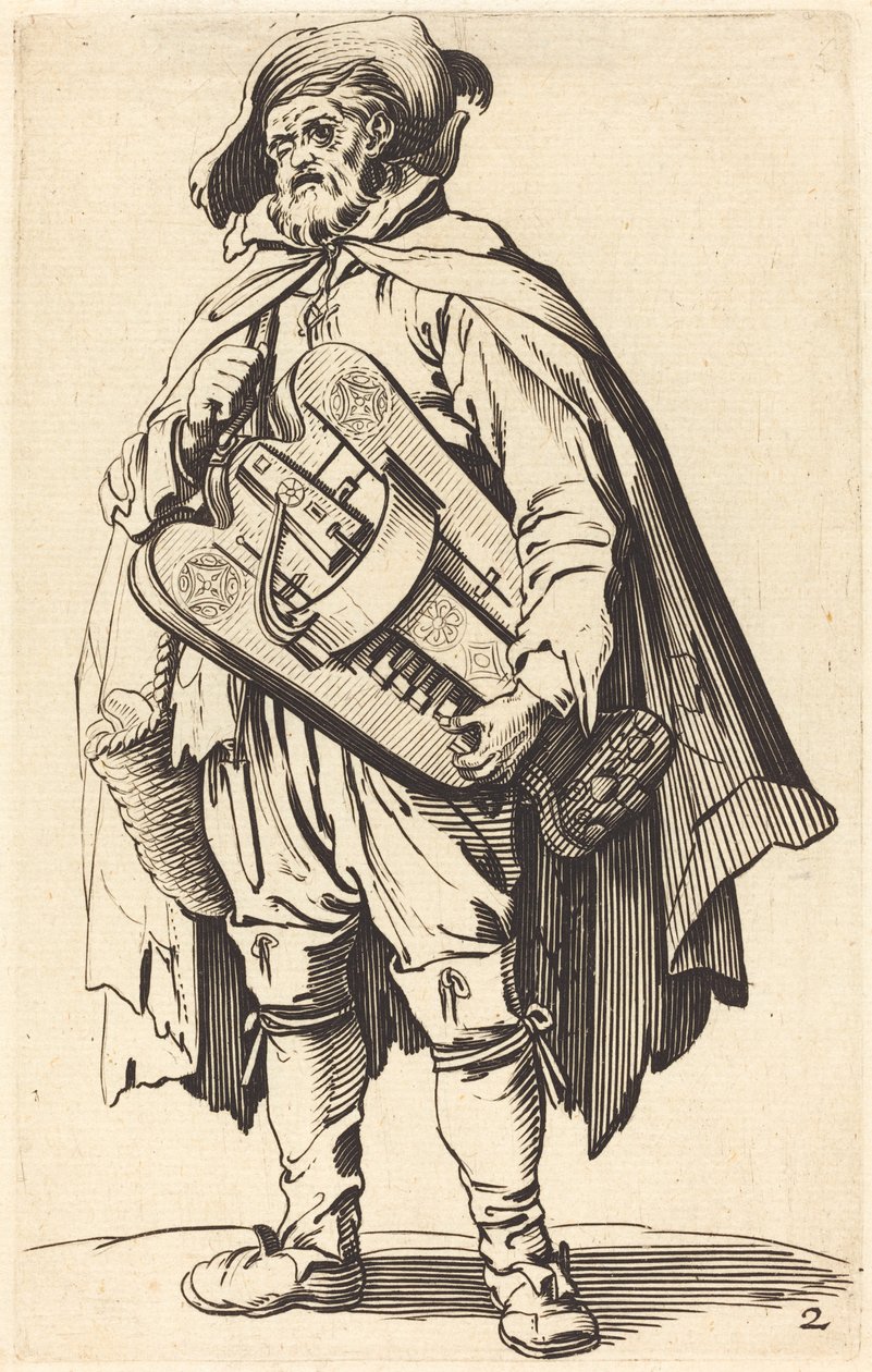 De draailierspeler door After Jacques Callot