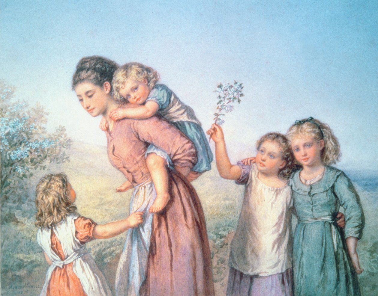 Een Moeder met haar Kinderen, 1870 door Agnes Nicholl