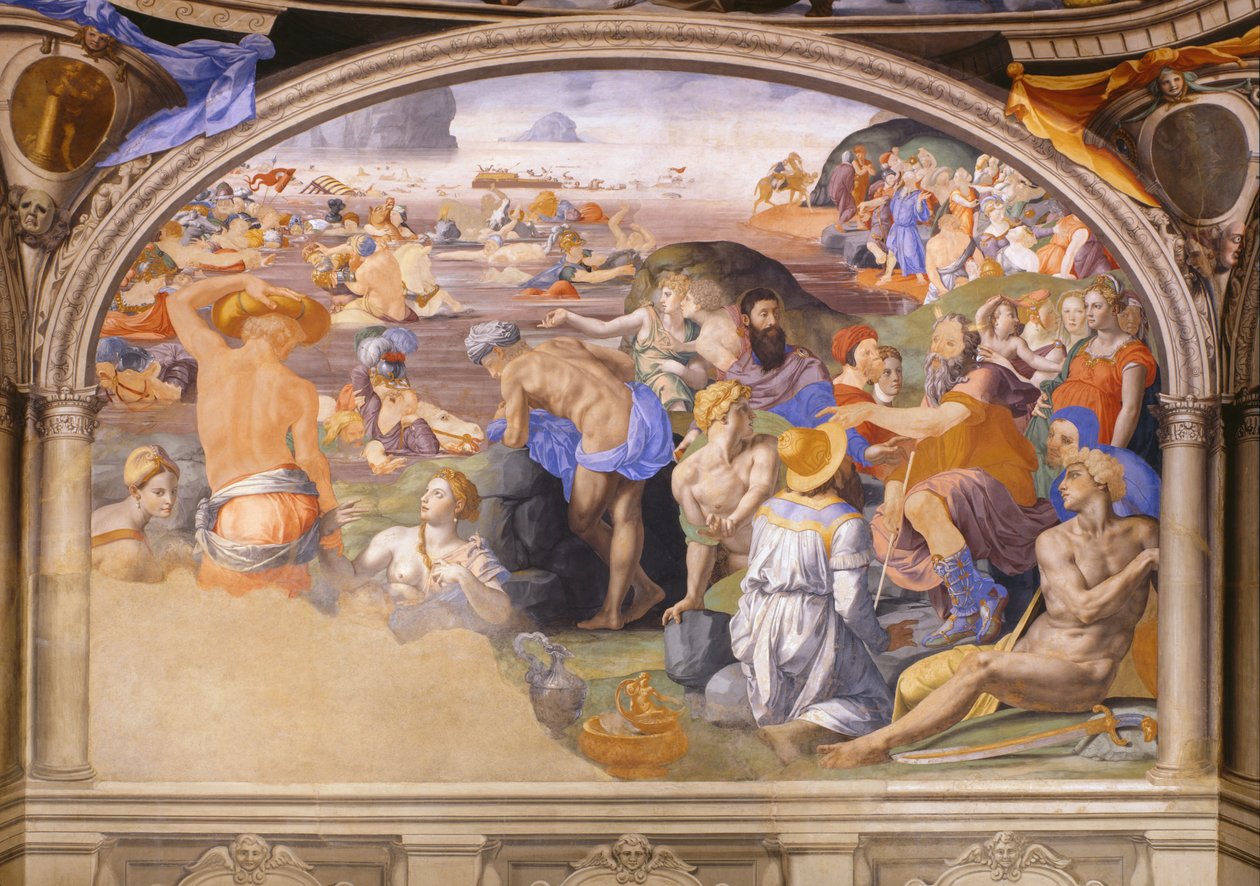 De doortocht door de Rode Zee door Agnolo Bronzino