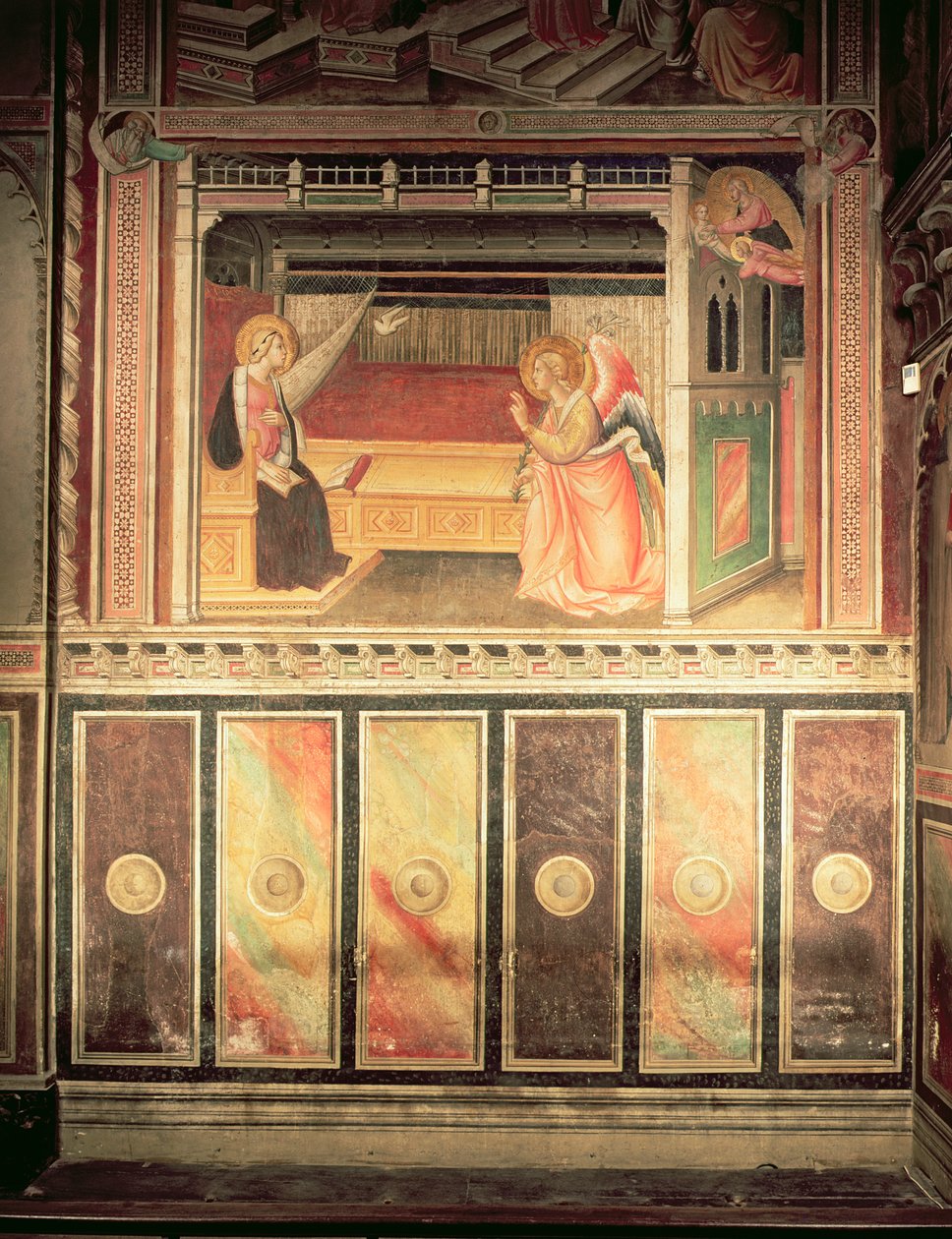 Aankondiging, in de Cappella del Sacro Cingolo door Agnolo Gaddi
