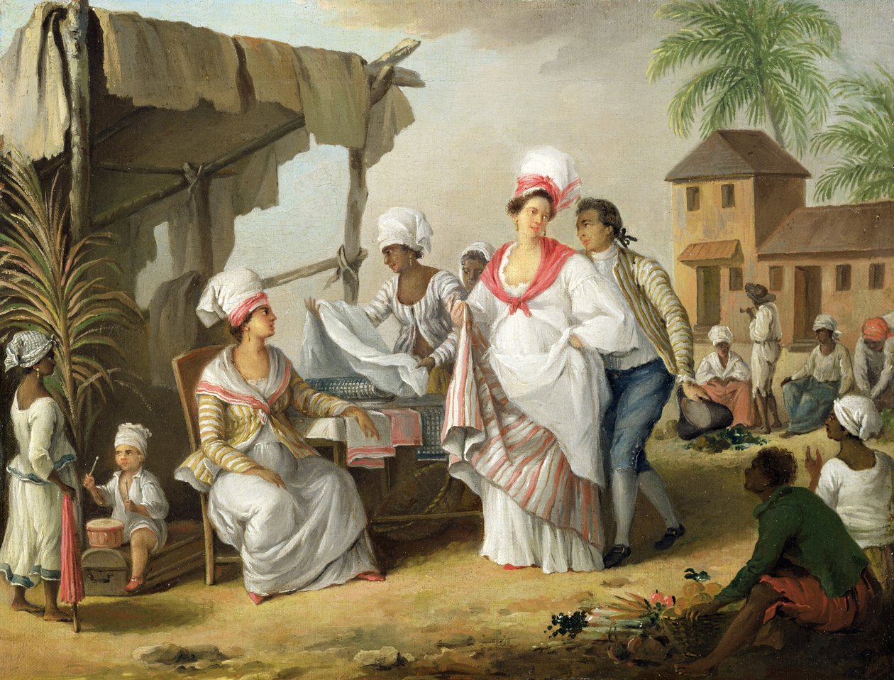 Linnenmarkt, Roseau, Dominica, c.1780 door Agostino Brunias