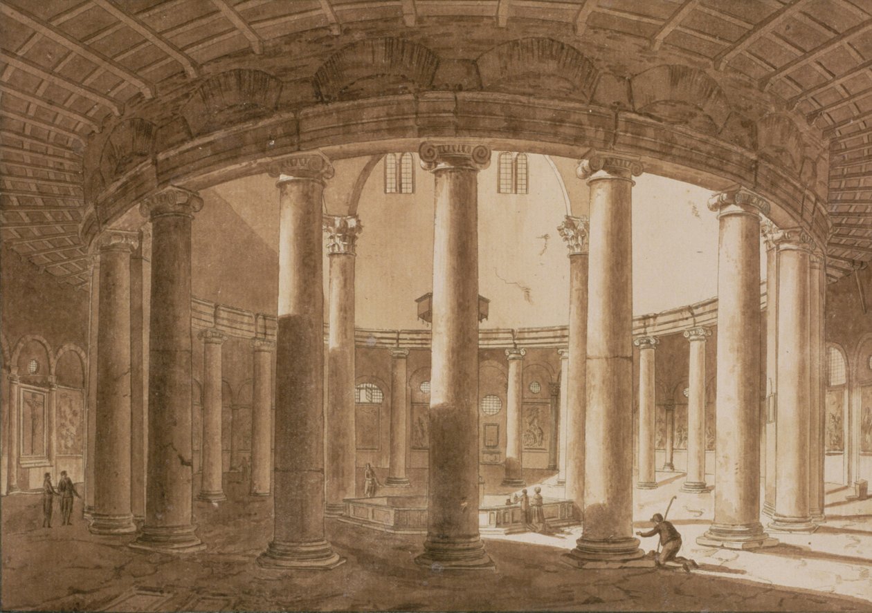 Interieur van de Tempel van Claudius in Rome, ca. 1800 door Agostino Tofanelli