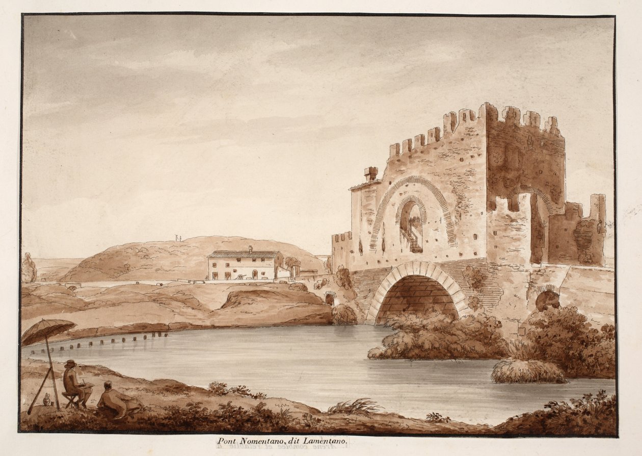 Ponte Nomentano, of Lamentano, 1833 door Agostino Tofanelli