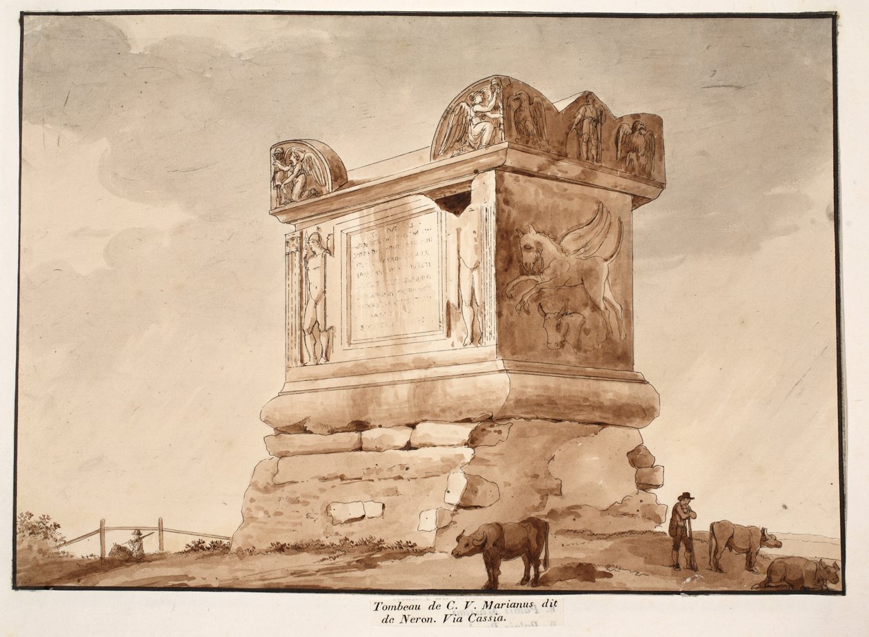 Het graf van C.V. Marianus, ook bekend als het graf van Nero. Via Cassia, 1833 door Agostino Tofanelli