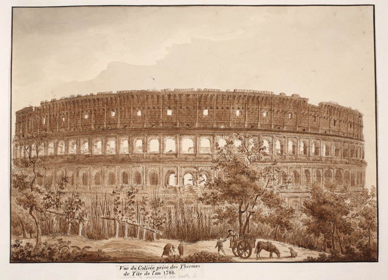 Uitzicht op het Colosseum vanaf de Baden van Titus, in het jaar 1788, 1833 door Agostino Tofanelli