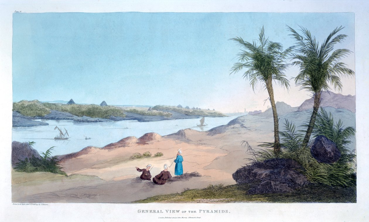 Algemeen uitzicht op de piramides, Egypte door Agostino Aglio
