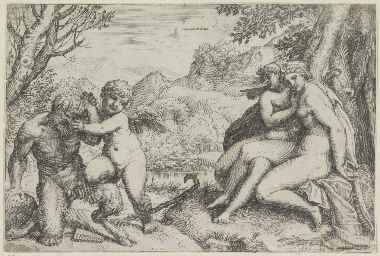 Omnia vincit Amor door Agostino Carracci