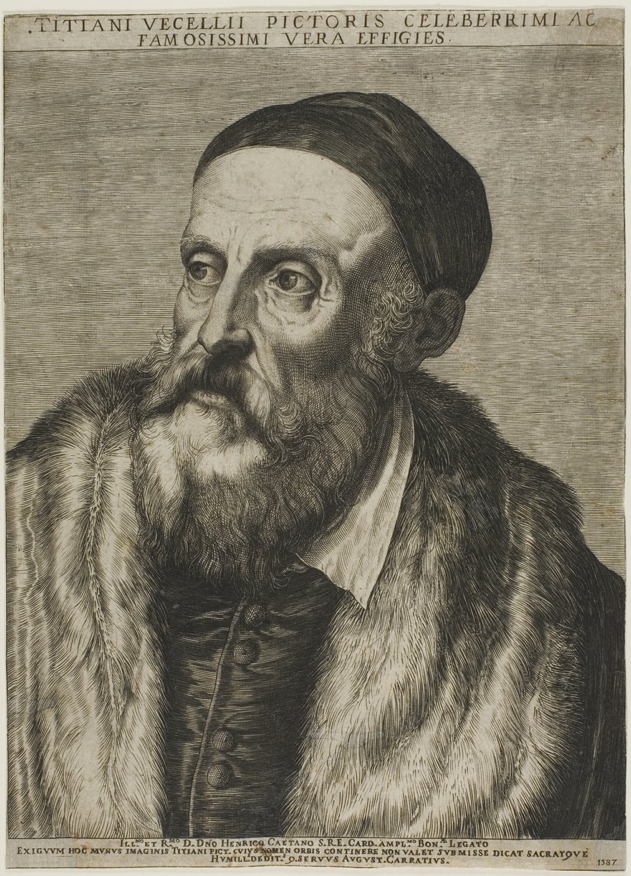 Portret van Titiaan door Agostino Carracci