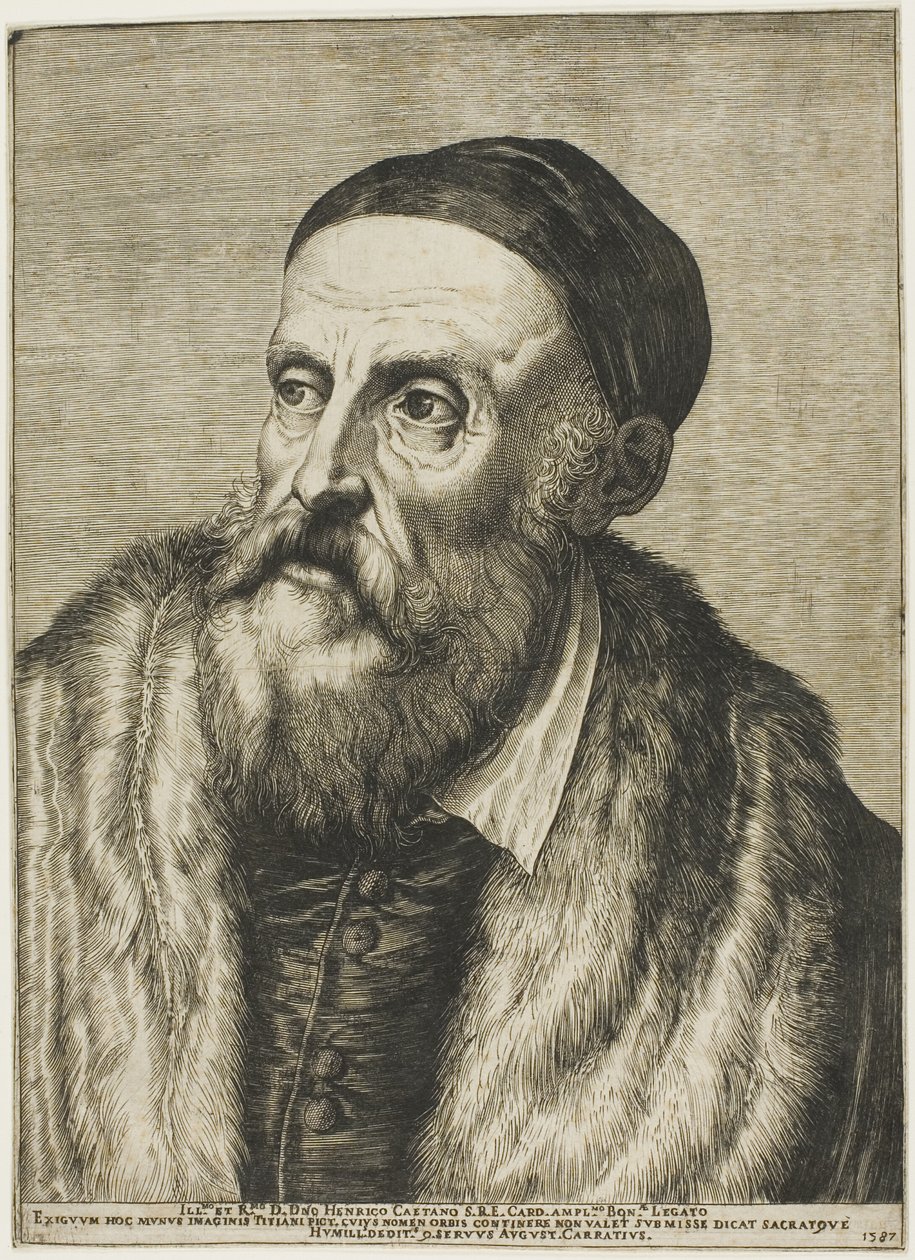 Portret van Titiaan door Agostino Carracci