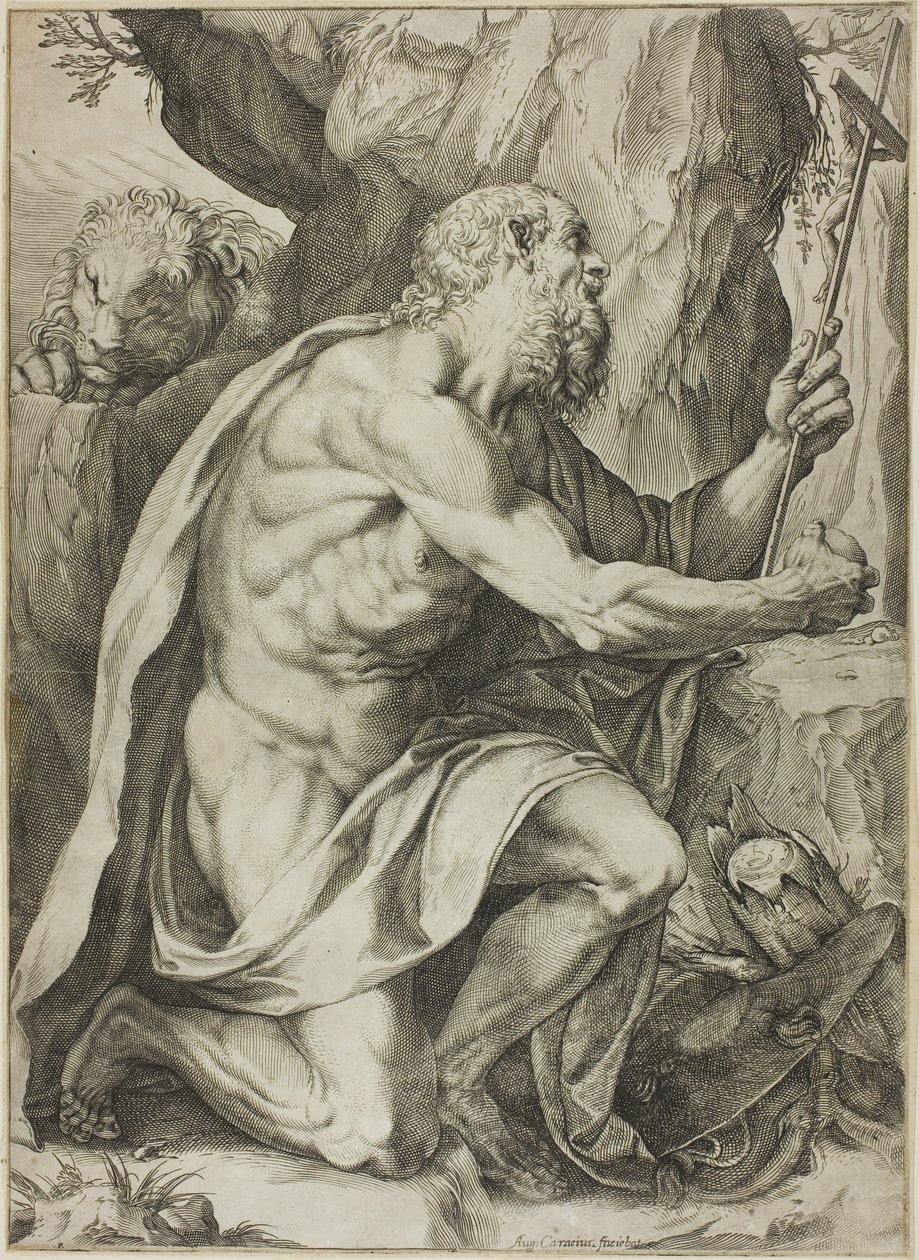 Sint Hiëronymus in Boetedoening door Agostino Carracci