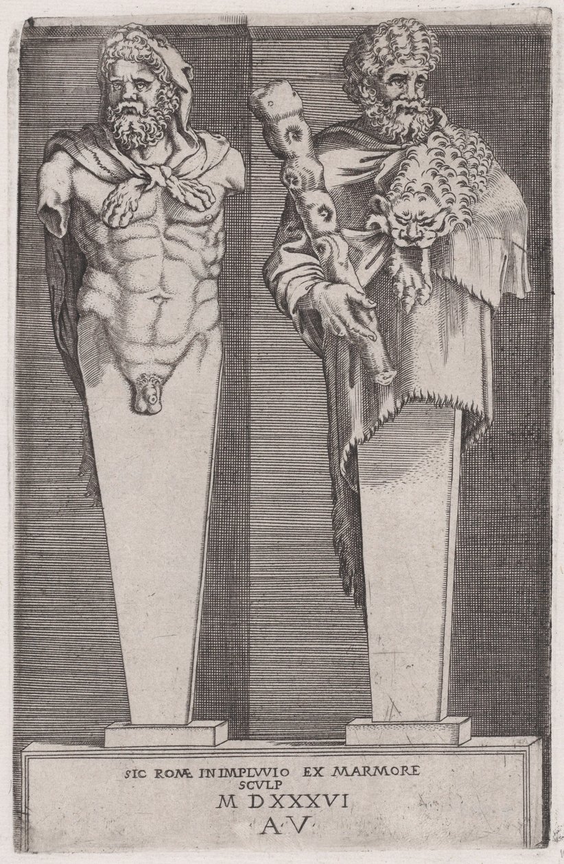 Hercules uit The Hermae, gedateerd 1536 door Agostino Veneziano