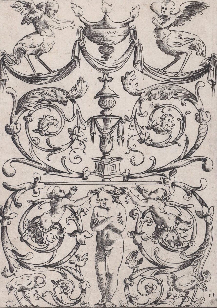 Ornamentaal paneel door Agostino Veneziano