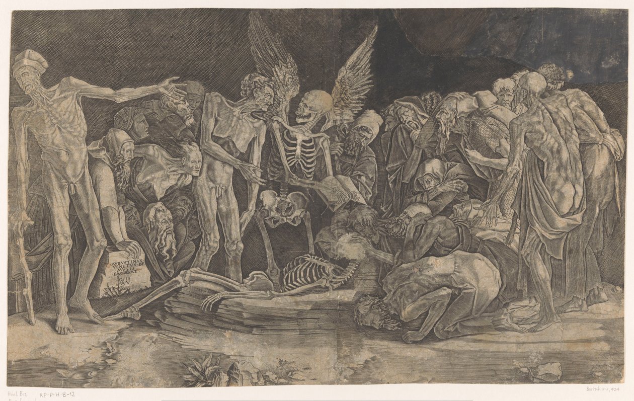 Skeletten door Agostino Veneziano