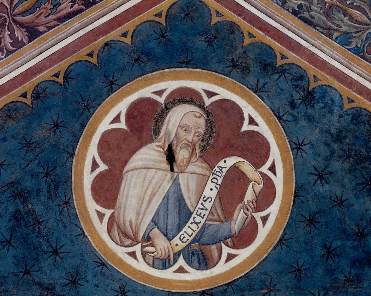 De profeet Elisa, detail (fresco) door Agostino di Marsiglio
