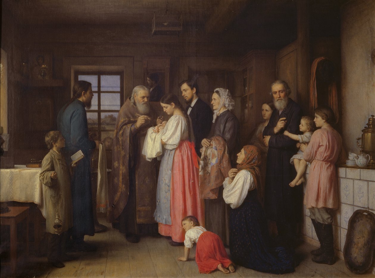De Doop, 1873 door Akim Egorovich Karneev