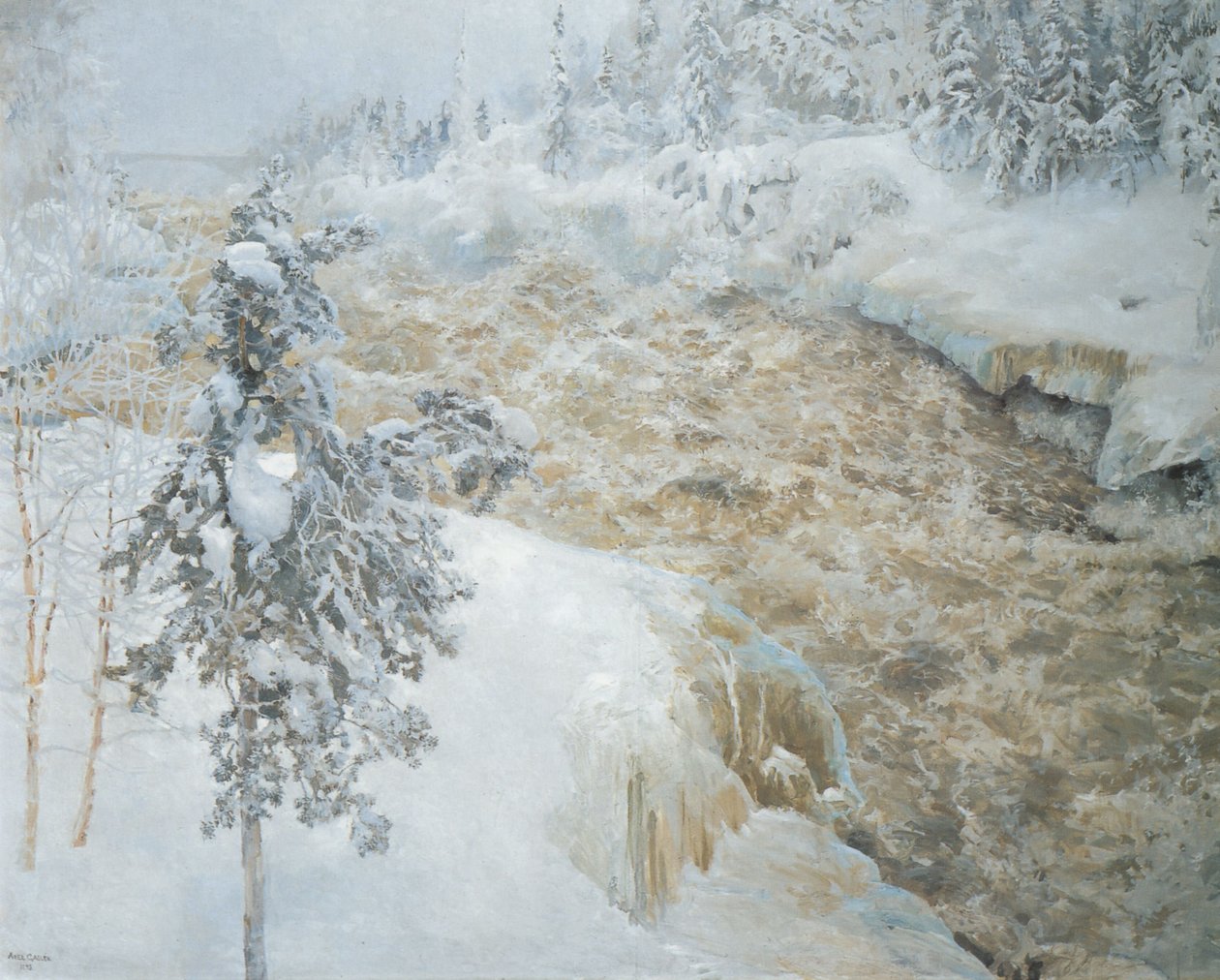 Imatra in de winter door Akseli Valdemar Gallen Kallela