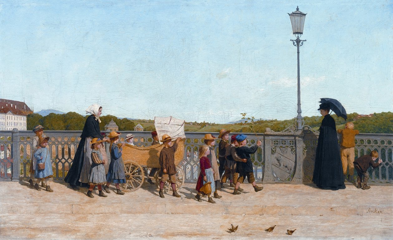 Kleuterschool op de Kirchenfeldbrug door Albert Anker