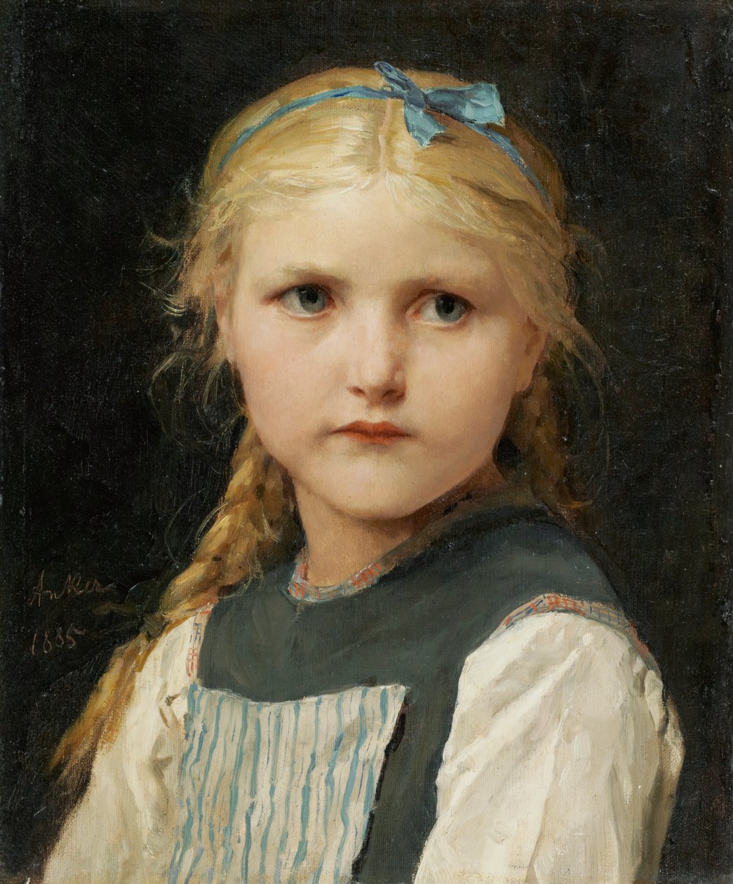 Portret van een meisje door Albert Anker