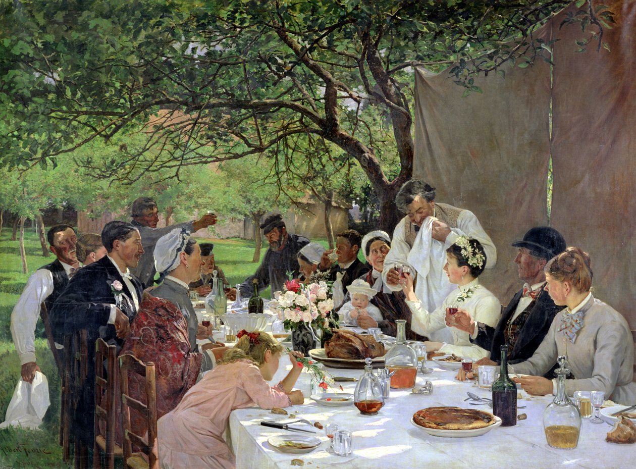 De Bruiloftsmaaltijd in Yport, 1886 door Albert Auguste Fourie