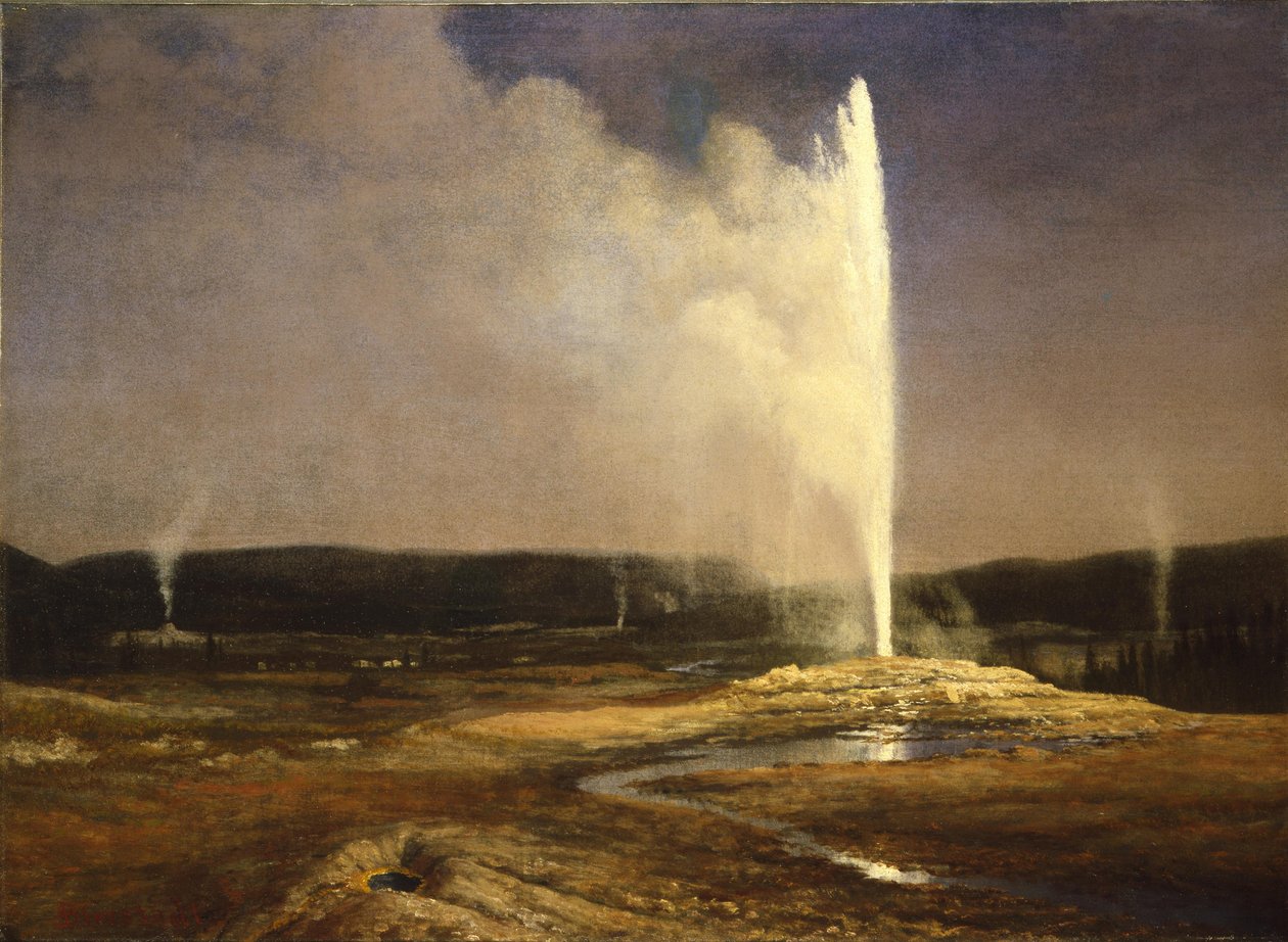 Geisers in Yellowstone door Albert Bierstadt