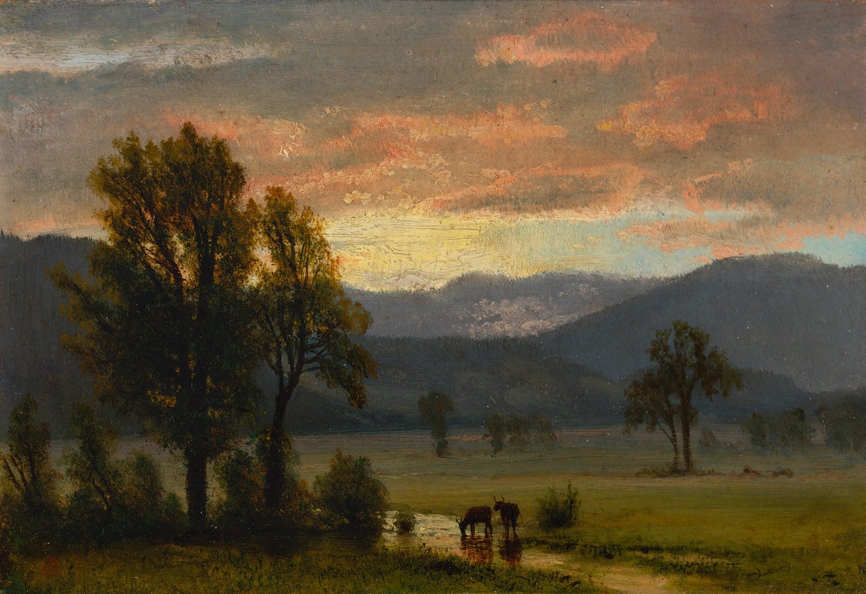 Landschap met vee door Albert Bierstadt