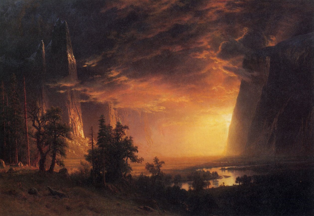 Zonsondergang in de Yosemite Valley door Albert Bierstadt