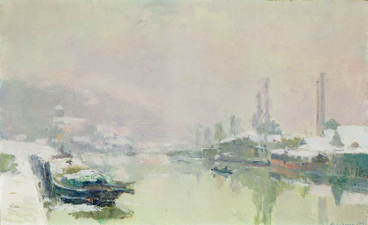 Het Île Lacroix onder Sneeuw, 1893 door Albert Charles Lebourg