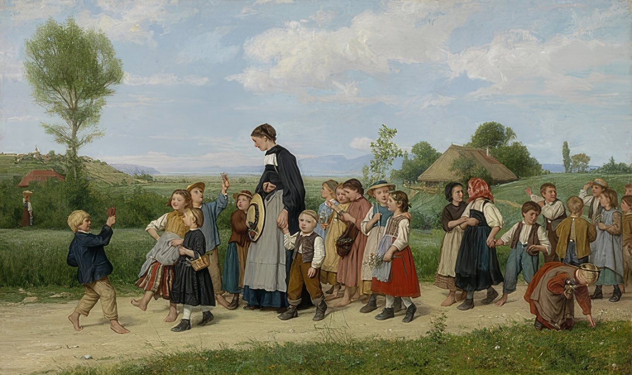 De Schoolwandeling, 1872 door Albert Anker
