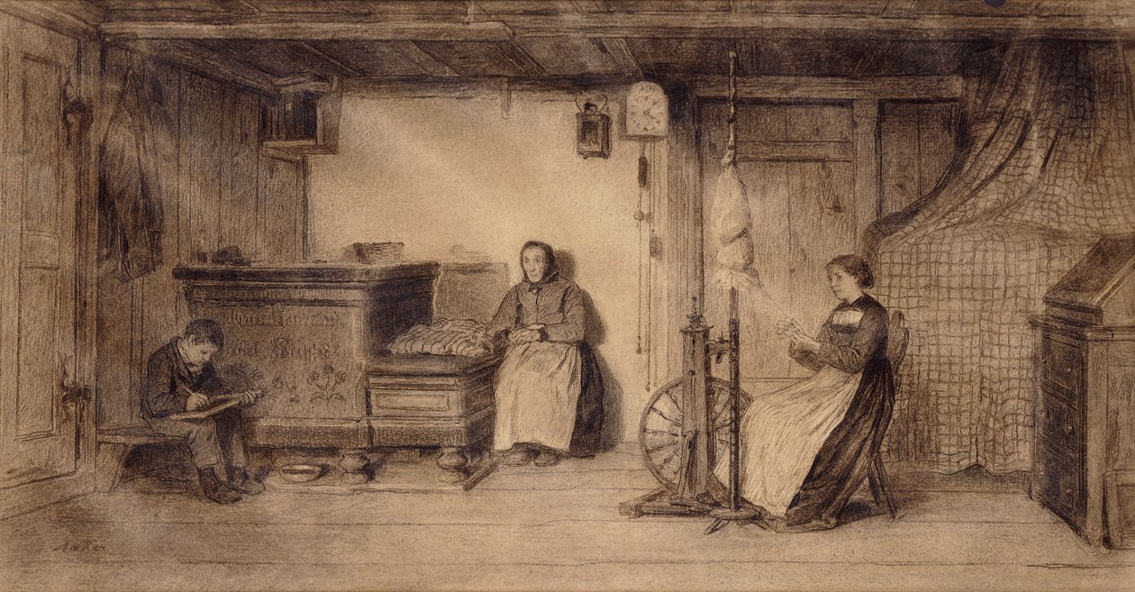 In de Boerderij Salon door Albert Anker