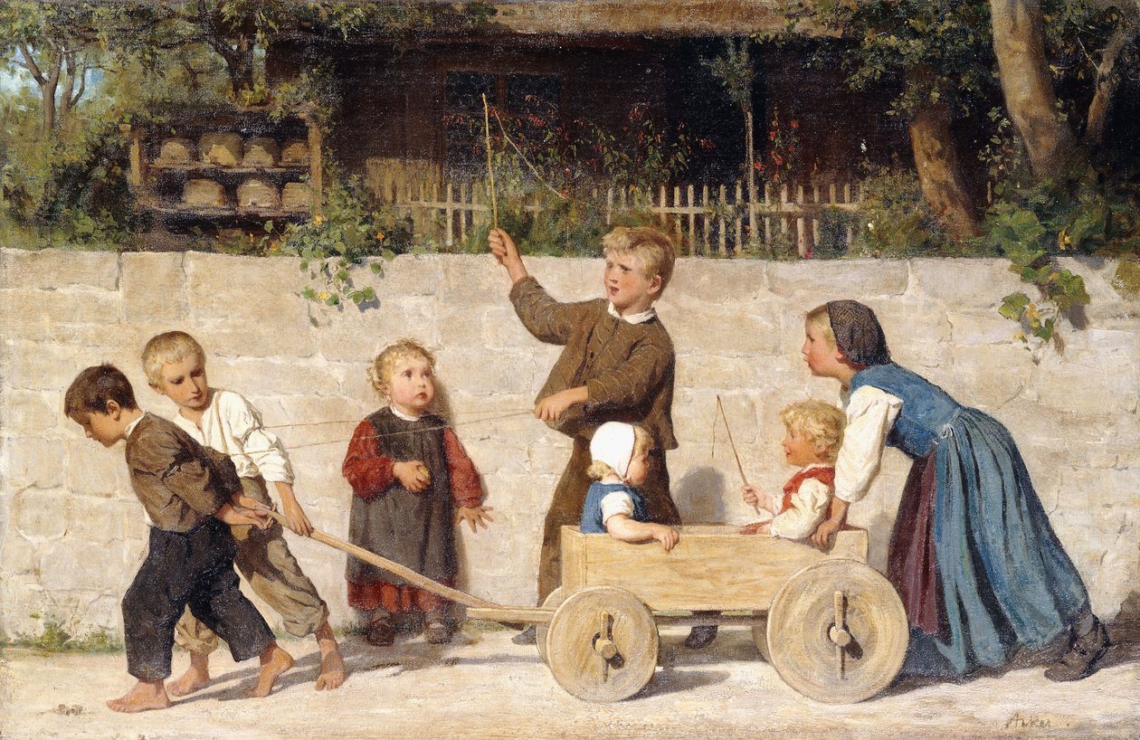 Kinderspan, 1868 door Albert Anker