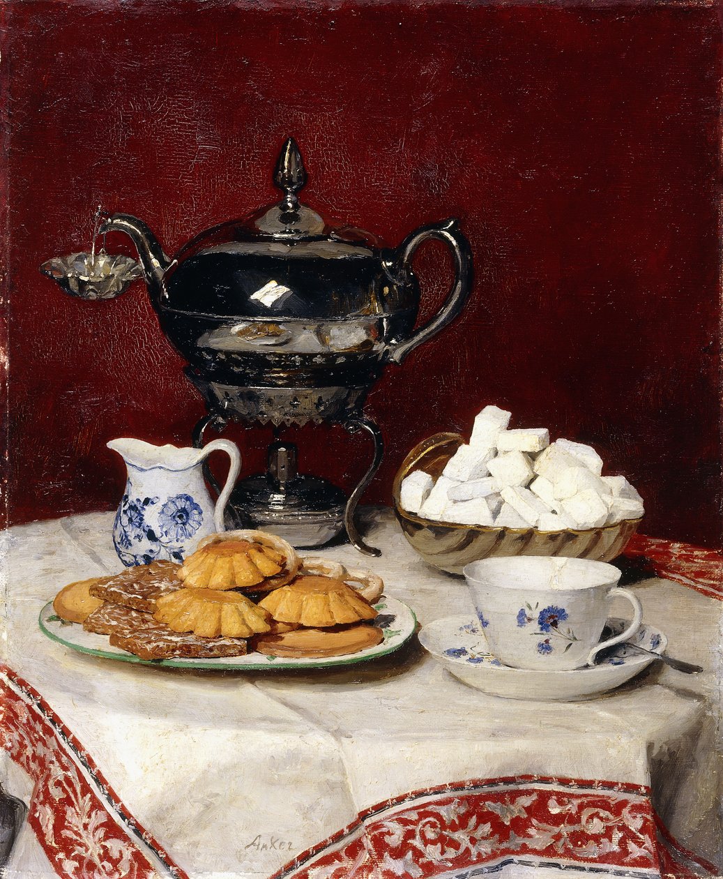 Stilleven: smaakvolle thee door Albert Anker