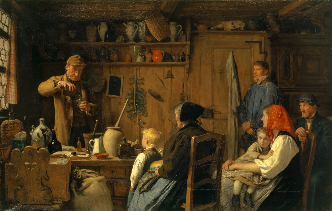 De kwakzalver I, 1879 door Albert Anker