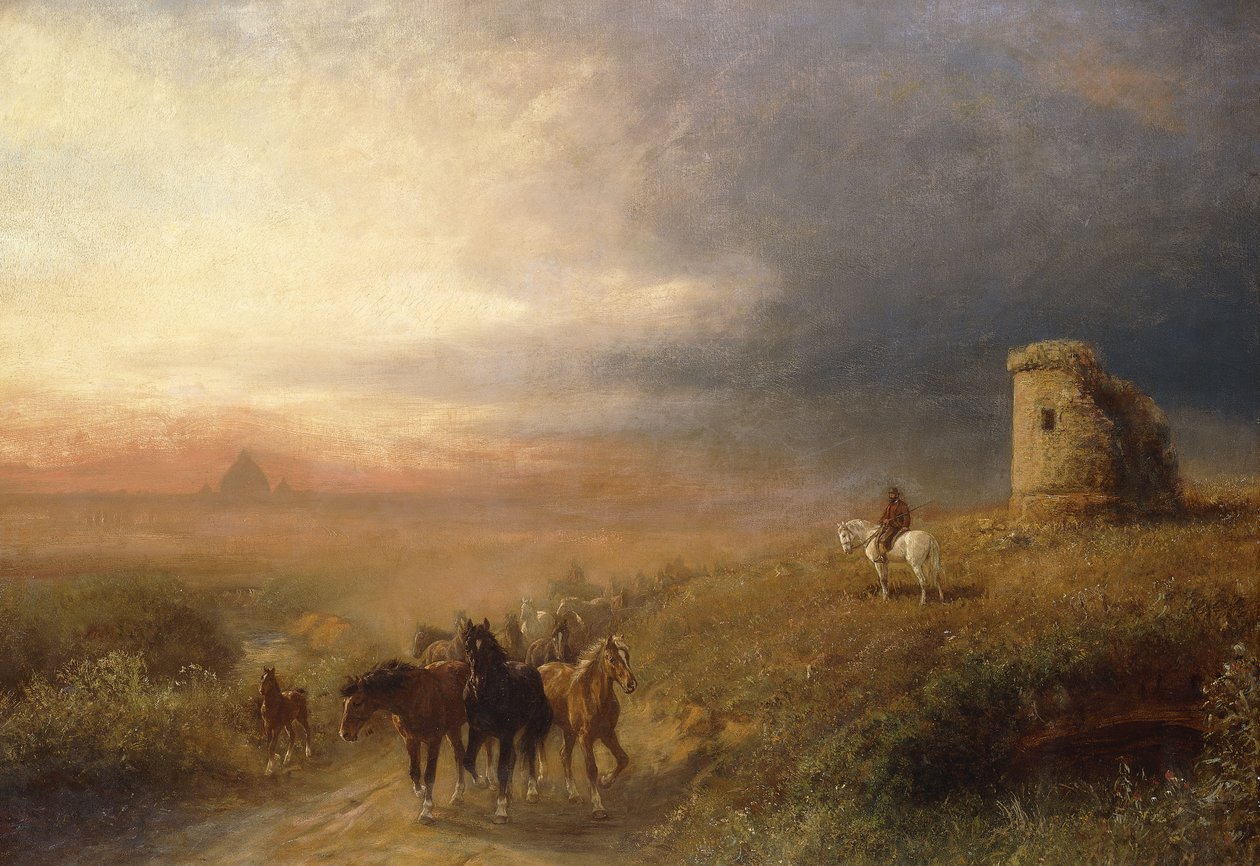 Zonsondergang in Campagna door Albert Arnz