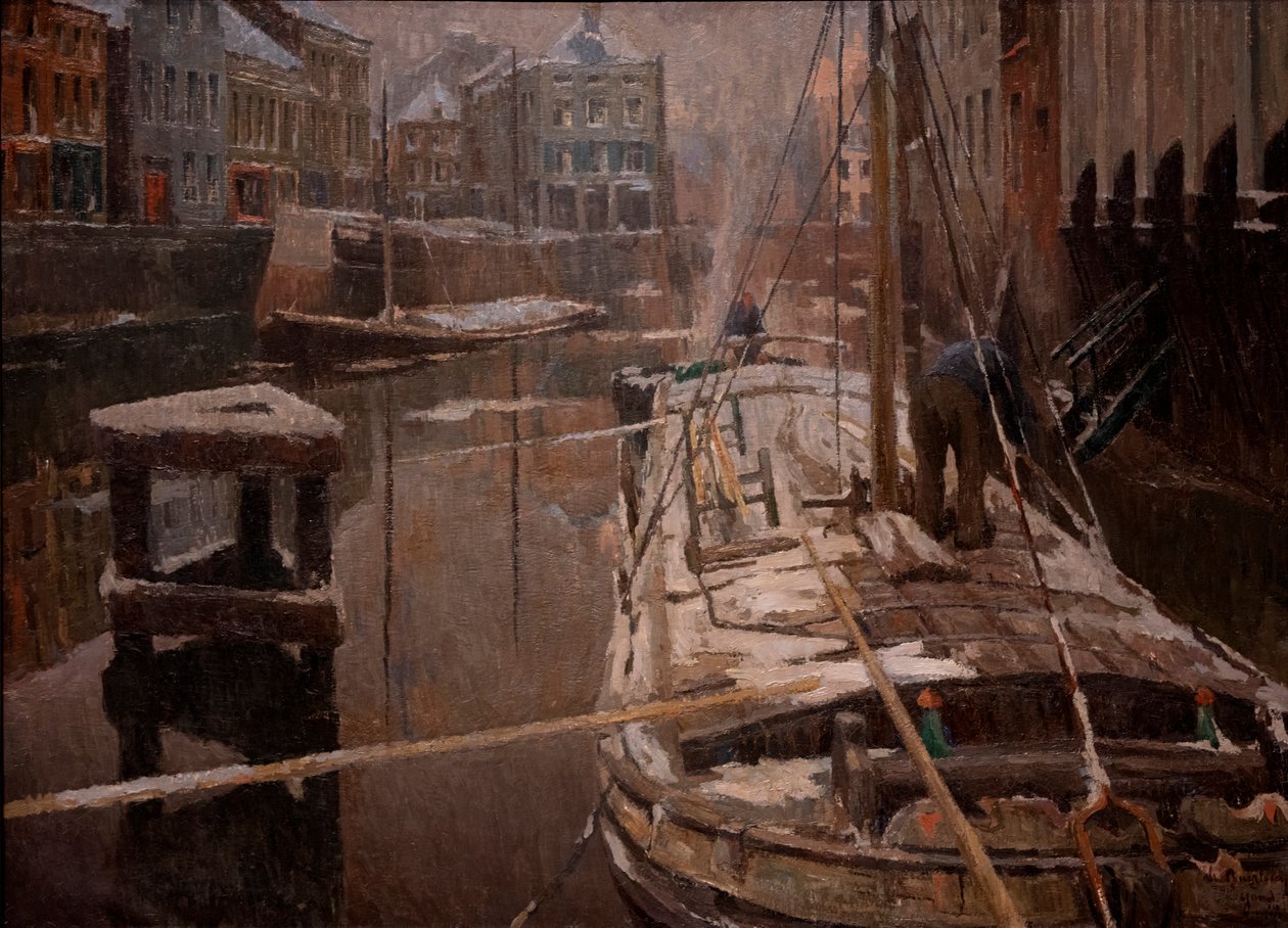 Aken in de sneeuw door Albert Baertsoen