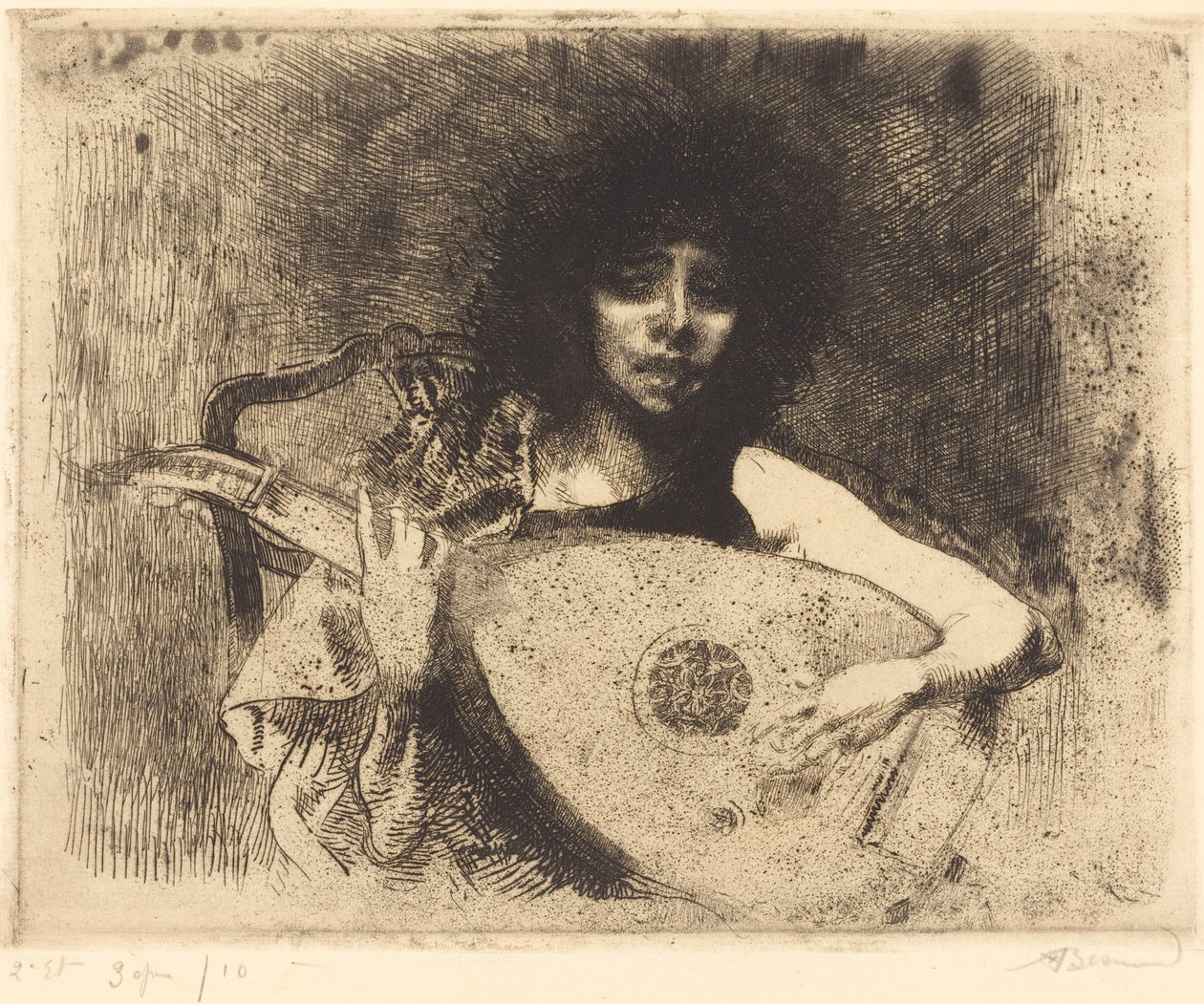 De Luitspeler door Albert Besnard